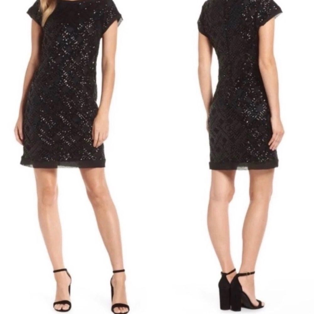 Eliza J Black Sequin Shift Dress | Size 16 | NWT